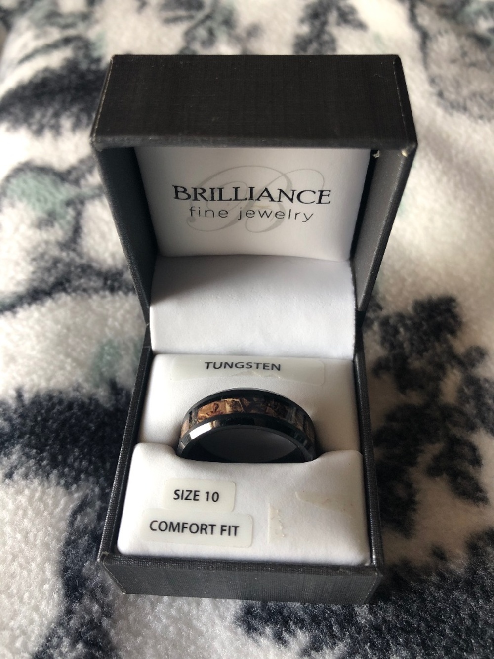 Brilliance Men’s black and camo tungsten ring
